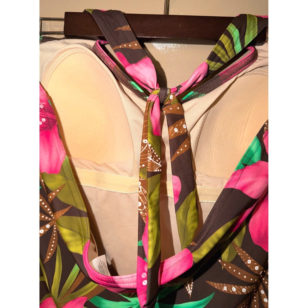 Islander Tropical Floral Swim‎ Dress Size 16 Pink Hawaiian Swimdress - Picture 5 of 11